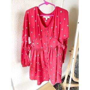 Gianni Bini Girls Mauve Floral Button-Down Dress